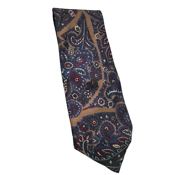 Vintage Blue Floral Italian Polyester Necktie - Picture 1 of 4